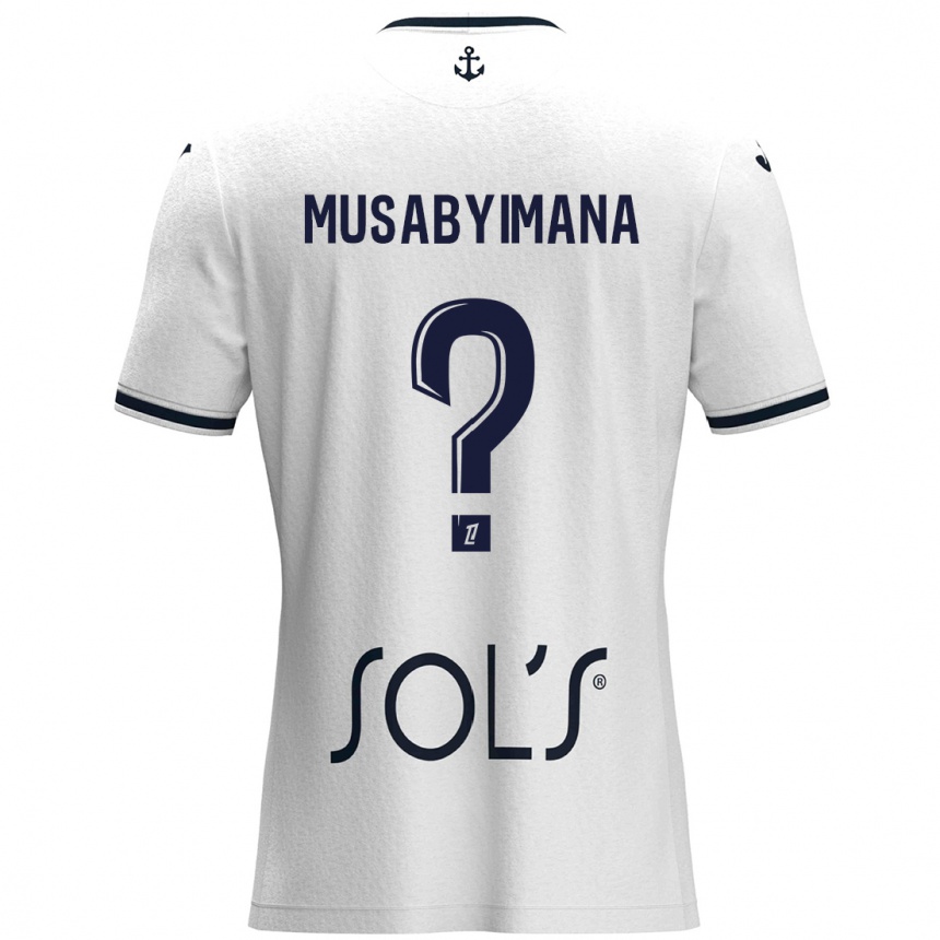 ילדים כדורגל Thierry Musabyimana #0 לבן כחול כהה הרחק ג'רזי 2024/25