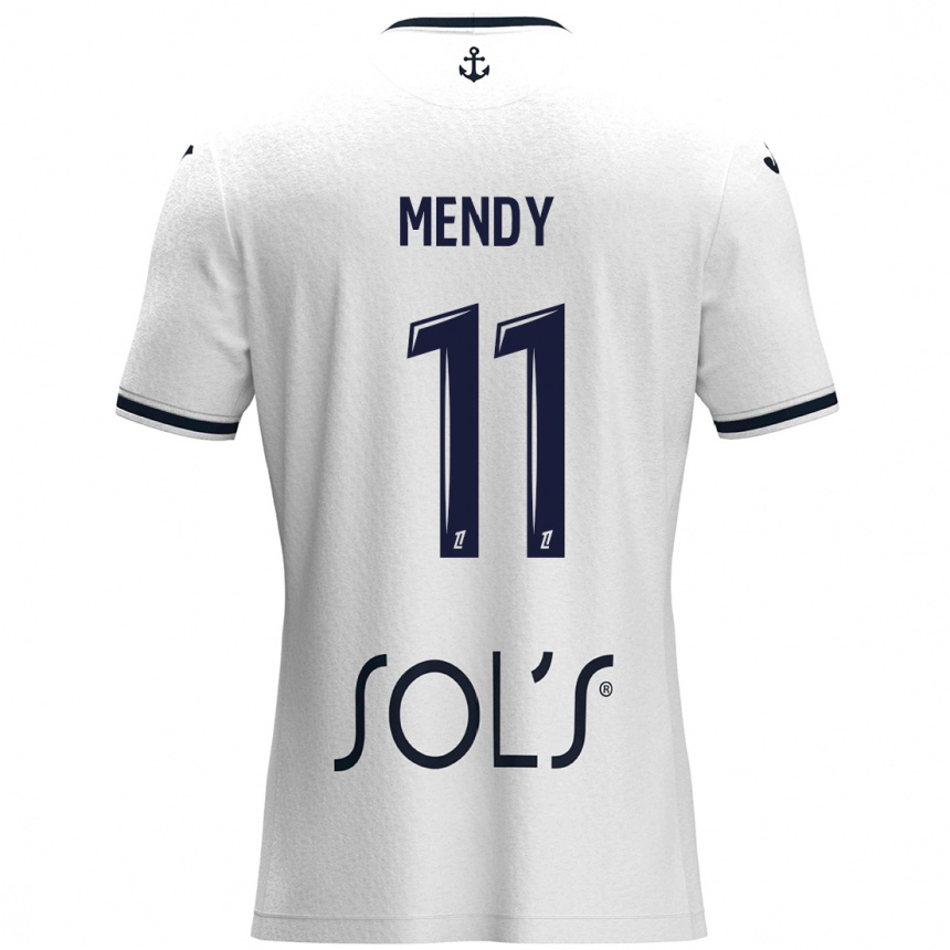 ילדים כדורגל Mélinda Mendy #11 לבן כחול כהה הרחק ג'רזי 2024/25