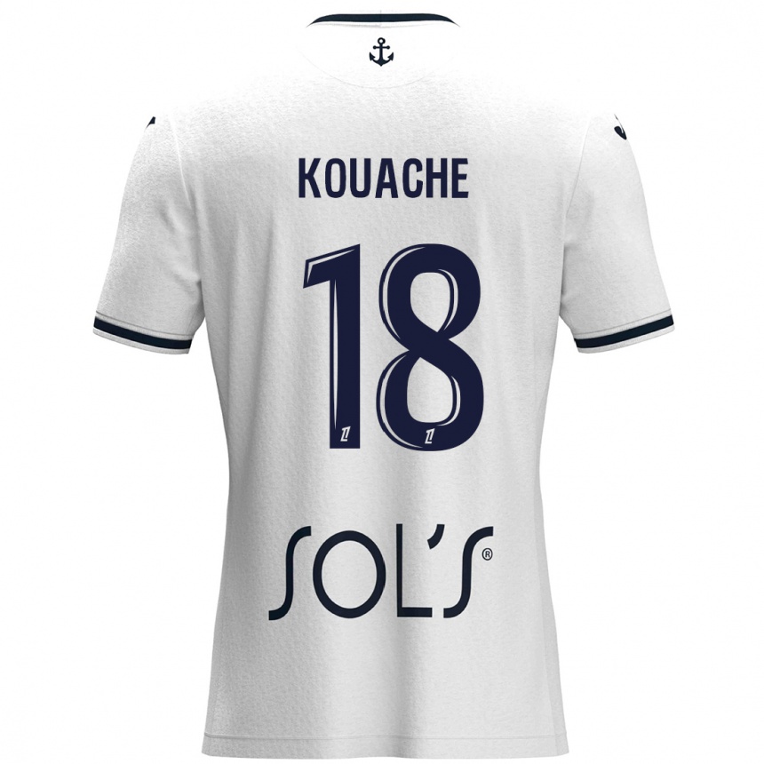 ילדים כדורגל Éva Kouache #18 לבן כחול כהה הרחק ג'רזי 2024/25