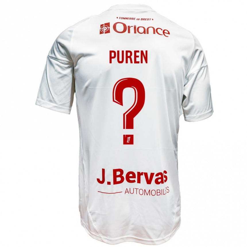 ילדים כדורגל Matthieu Puren #0 לבן אדום הרחק ג'רזי 2024/25