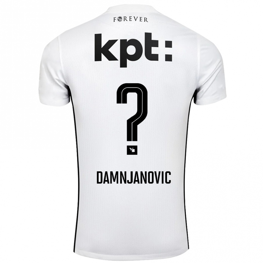 ילדים כדורגל Lazar Damnjanovic #0 לבן שחור הרחק ג'רזי 2024/25