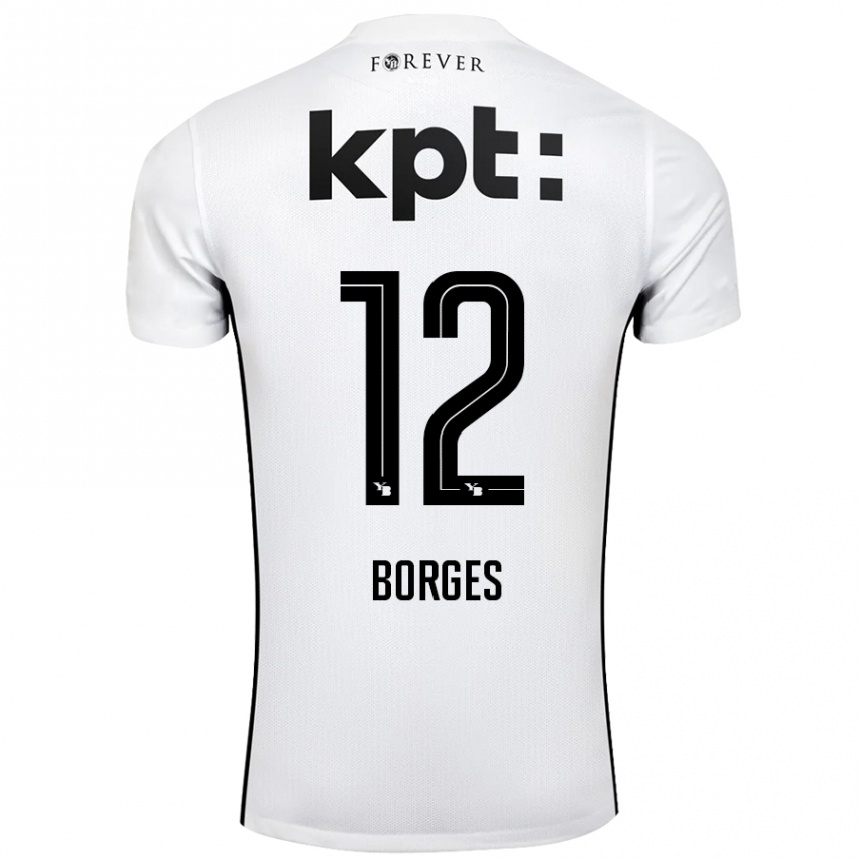 ילדים כדורגל David Borges #12 לבן שחור הרחק ג'רזי 2024/25