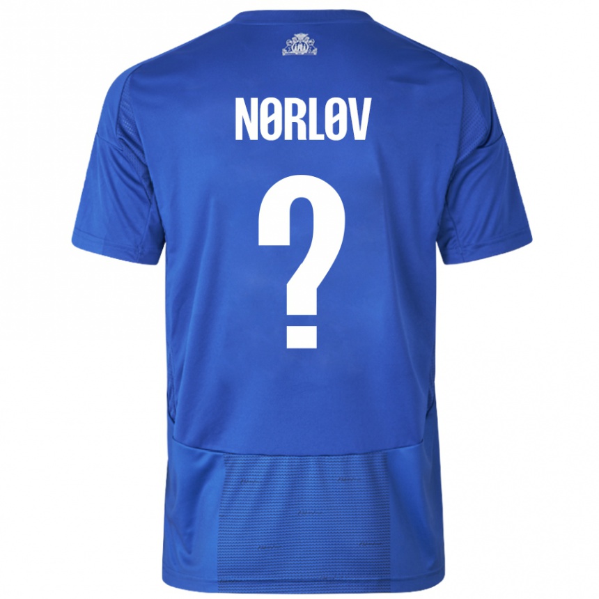 ילדים כדורגל William Nørløv #0 כחול לבן הרחק ג'רזי 2024/25