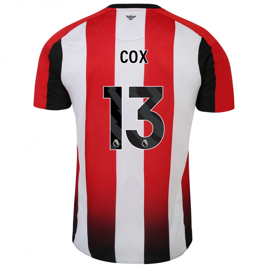 גברים כדורגל Matthew Cox #13 אדום לבן ג'רזי ביתית 2024/25