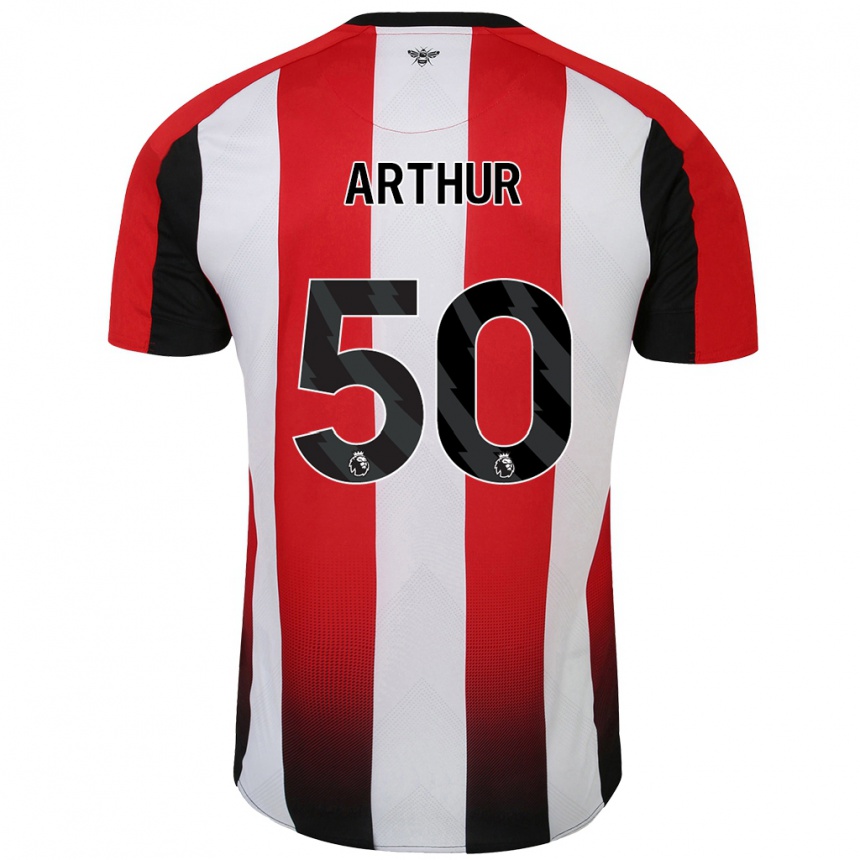 גברים כדורגל Benjamin Arthur #50 אדום לבן ג'רזי ביתית 2024/25
