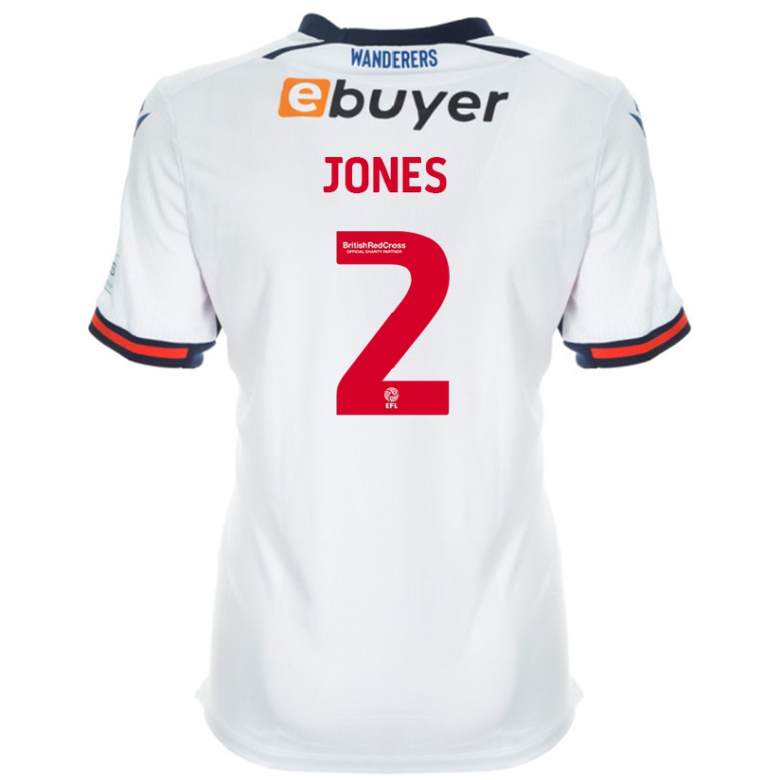 גברים כדורגל Gethin Jones #2 לָבָן ג'רזי ביתית 2024/25