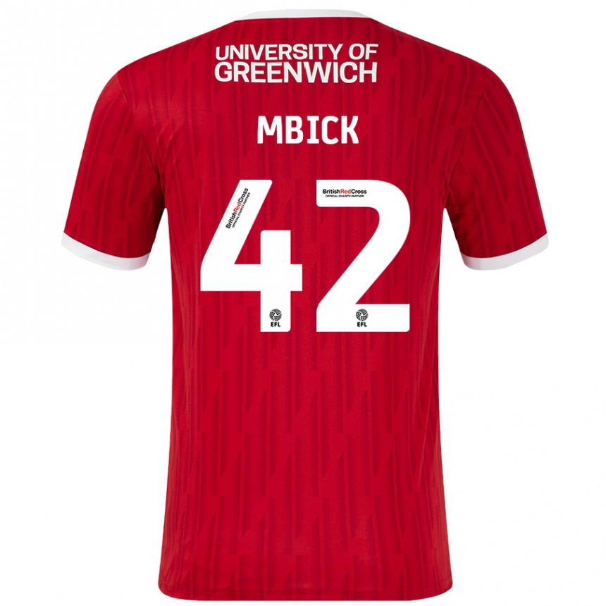 גברים כדורגל Micah Mbick #42 אדום לבן ג'רזי ביתית 2024/25
