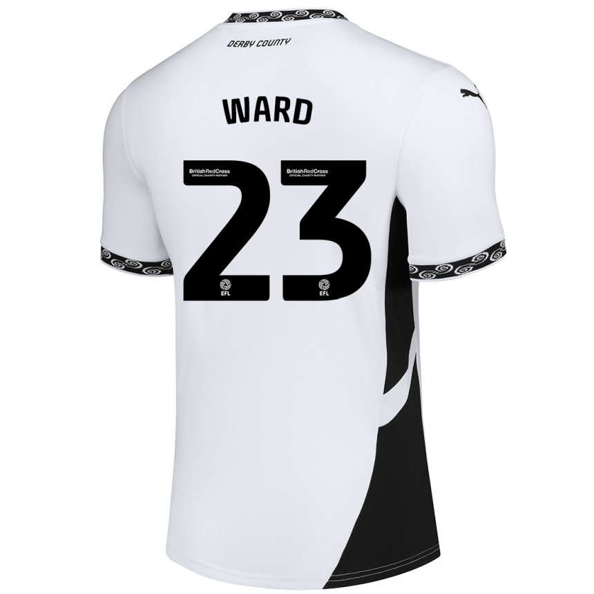 גברים כדורגל Joe Ward #23 לבן שחור ג'רזי ביתית 2024/25