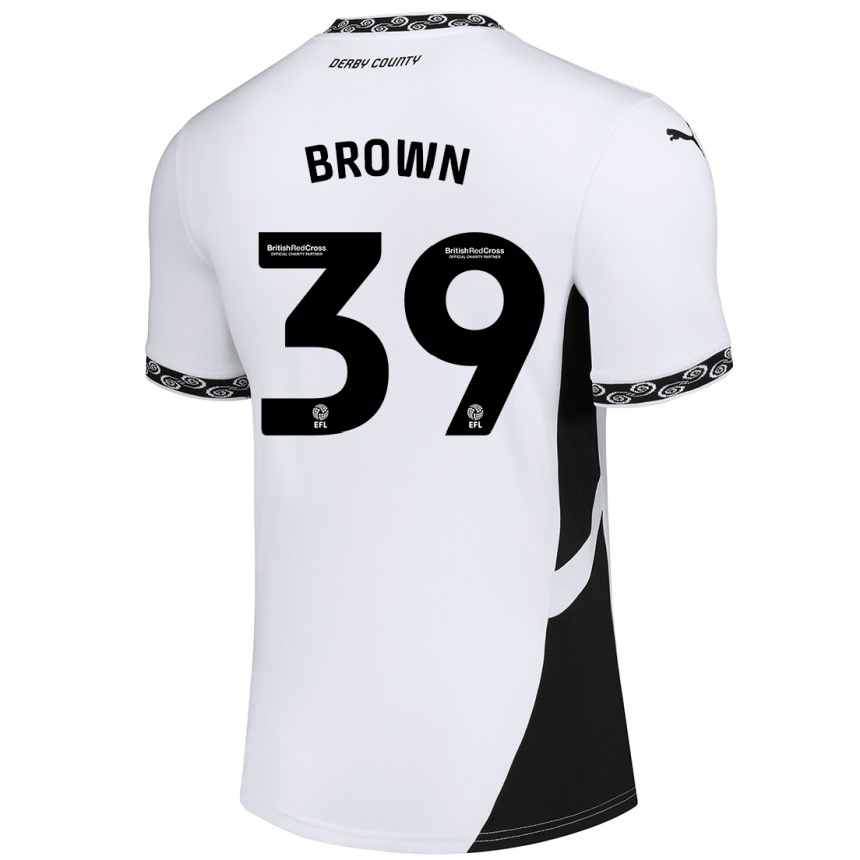 גברים כדורגל Dajaune Brown #39 לבן שחור ג'רזי ביתית 2024/25
