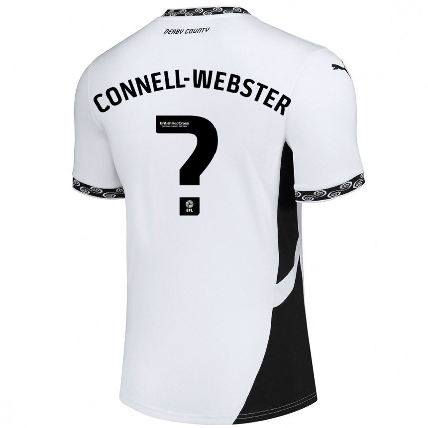 גברים כדורגל Braidy Connell-Webster #0 לבן שחור ג'רזי ביתית 2024/25