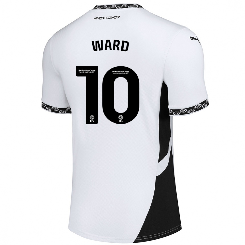 גברים כדורגל Hannah Ward #10 לבן שחור ג'רזי ביתית 2024/25