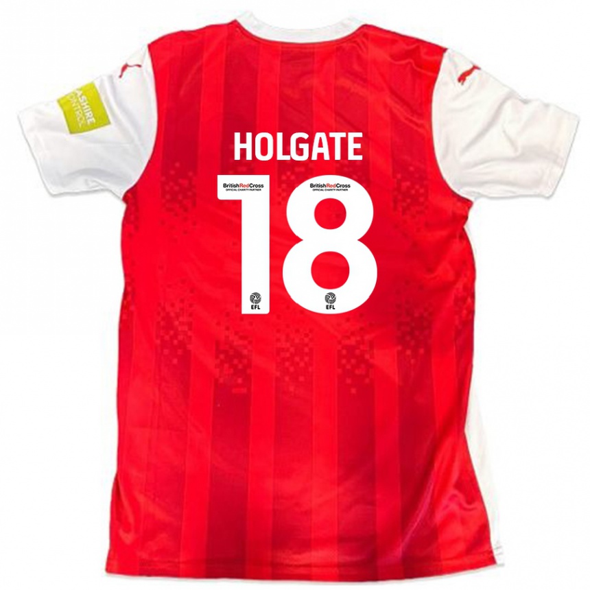 גברים כדורגל Harrison Holgate #18 אדום לבן ג'רזי ביתית 2024/25