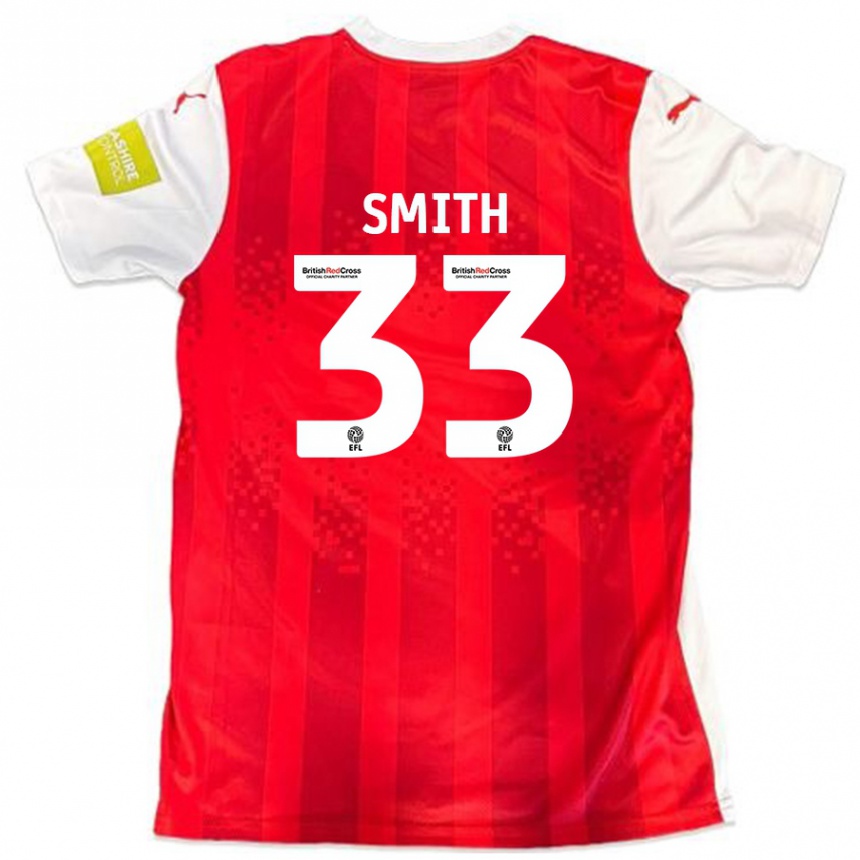 גברים כדורגל Pele Smith #33 אדום לבן ג'רזי ביתית 2024/25