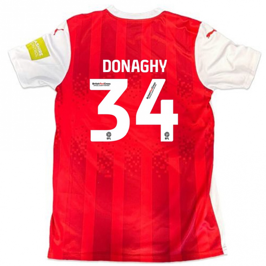 גברים כדורגל Tom Donaghy #34 אדום לבן ג'רזי ביתית 2024/25