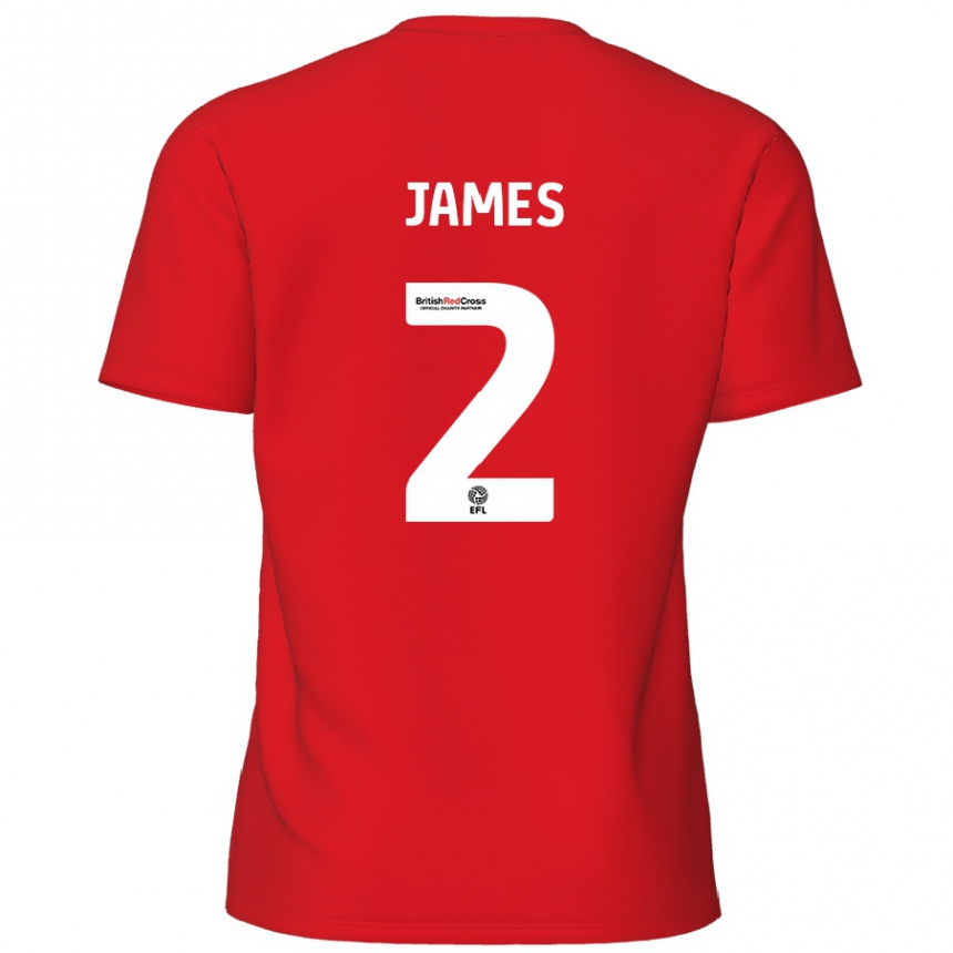 גברים כדורגל Tom James #2 אָדוֹם ג'רזי ביתית 2024/25