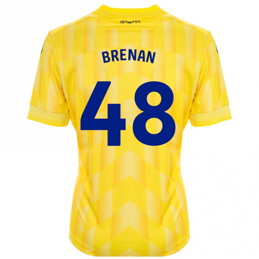 גברים כדורגל Tobias Brenan #48 צָהוֹב ג'רזי ביתית 2024/25