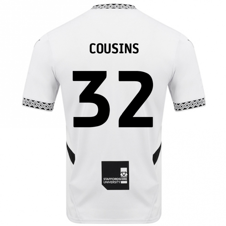 גברים כדורגל Logan Cousins #32 לָבָן ג'רזי ביתית 2024/25