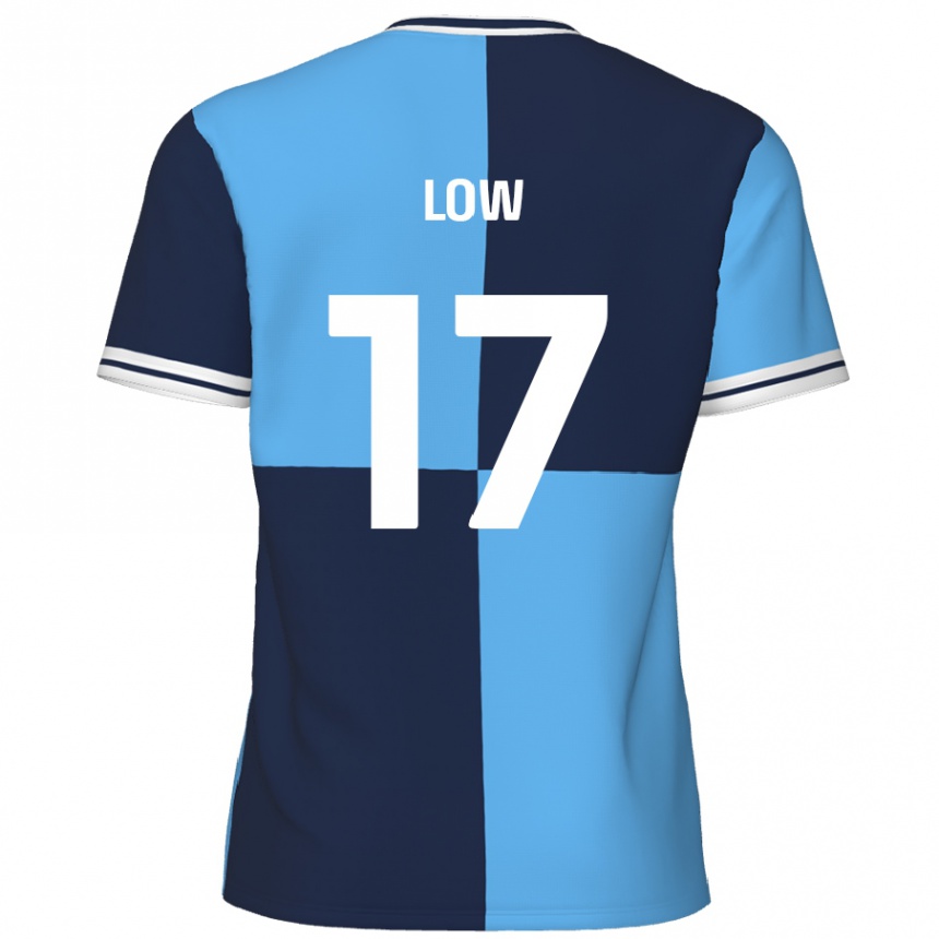 גברים כדורגל Joe Low #17 כחול שמיים כחול כהה ג'רזי ביתית 2024/25