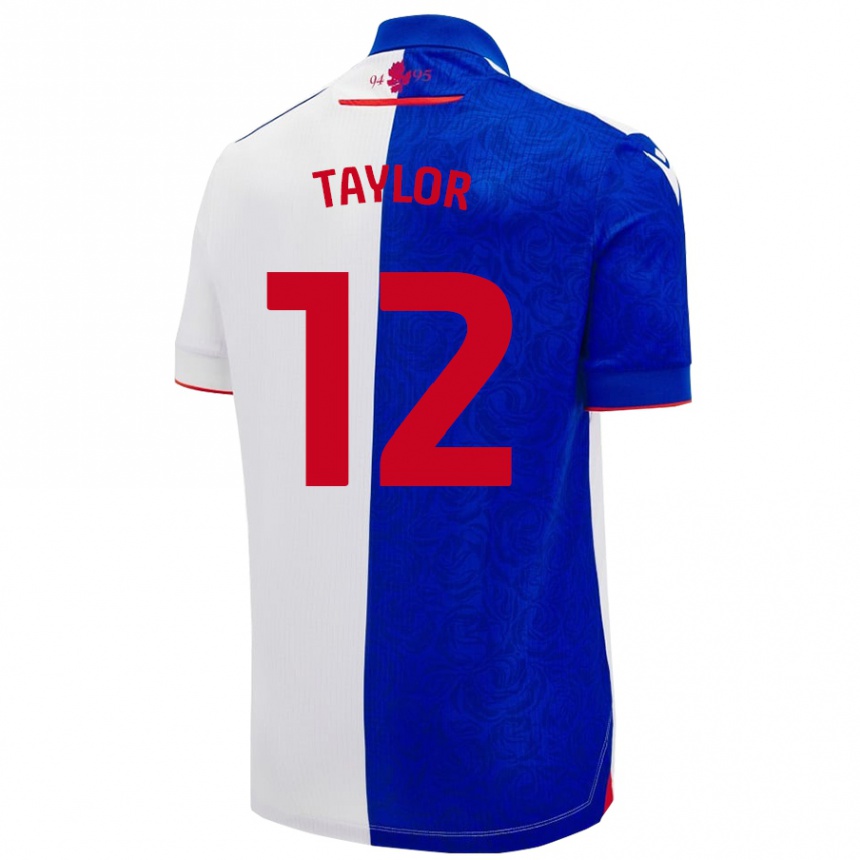 גברים כדורגל Emma Taylor #12 שמיים כחול לבן ג'רזי ביתית 2024/25