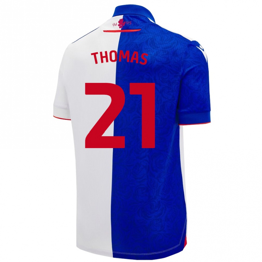 גברים כדורגל Lauren Thomas #21 שמיים כחול לבן ג'רזי ביתית 2024/25