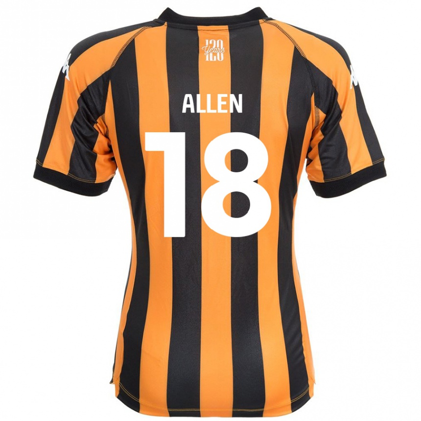 גברים כדורגל Aaliyah Allen #18 ענבר שחור ג'רזי ביתית 2024/25