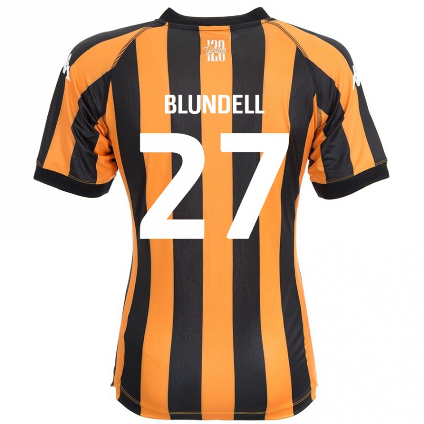 גברים כדורגל Maddie Blundell #27 ענבר שחור ג'רזי ביתית 2024/25
