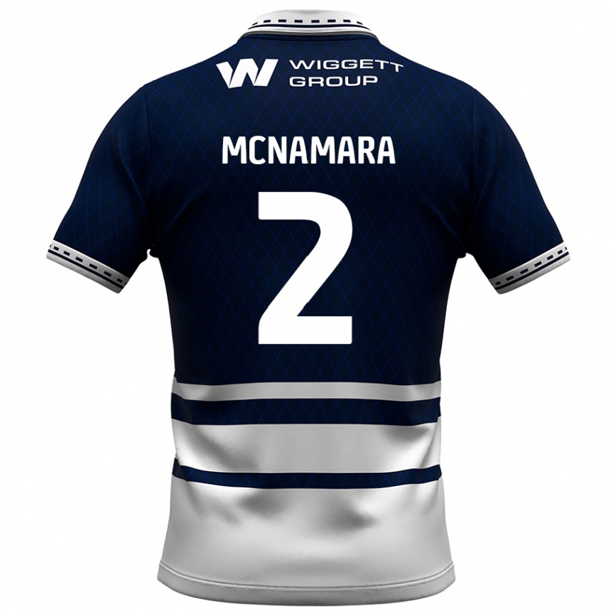 גברים כדורגל Danny Mcnamara #2 כחול נייבי לבן ג'רזי ביתית 2024/25