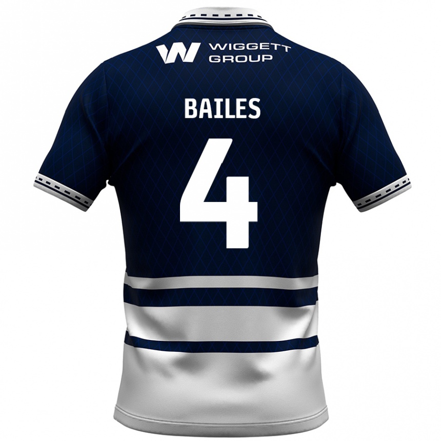 גברים כדורגל Freya Bailes #4 כחול נייבי לבן ג'רזי ביתית 2024/25