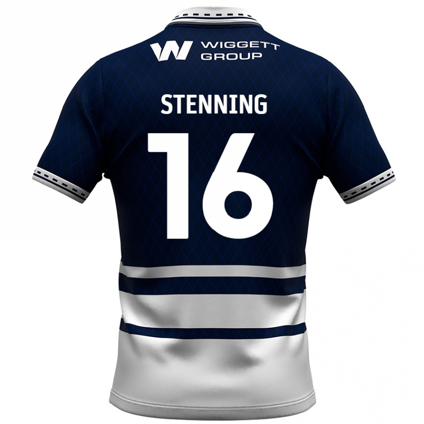 גברים כדורגל Ellie Stenning #16 כחול נייבי לבן ג'רזי ביתית 2024/25