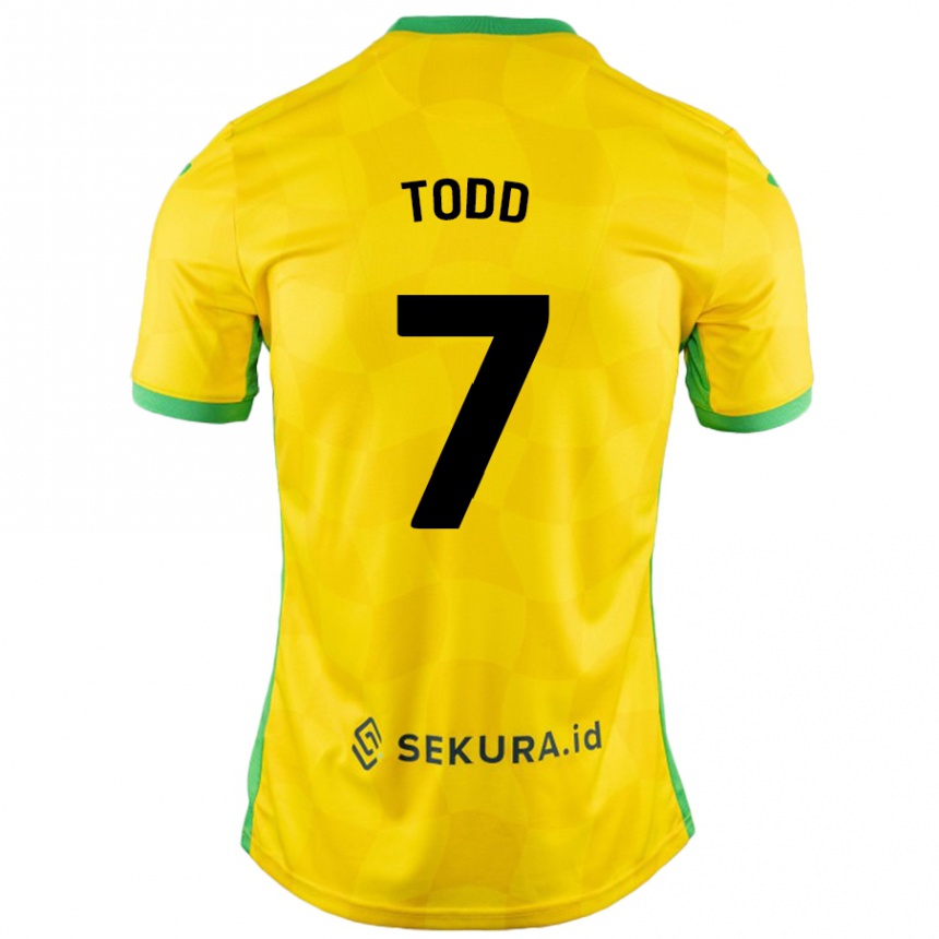 גברים כדורגל Megan Todd #7 צהוב ירוק ג'רזי ביתית 2024/25