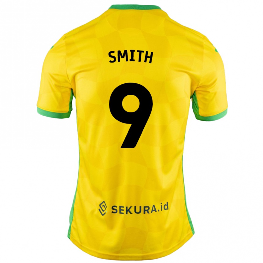 גברים כדורגל Ellie Smith #9 צהוב ירוק ג'רזי ביתית 2024/25