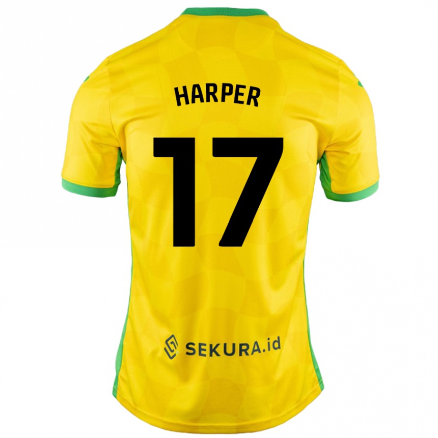 גברים כדורגל Jess Harper #17 צהוב ירוק ג'רזי ביתית 2024/25