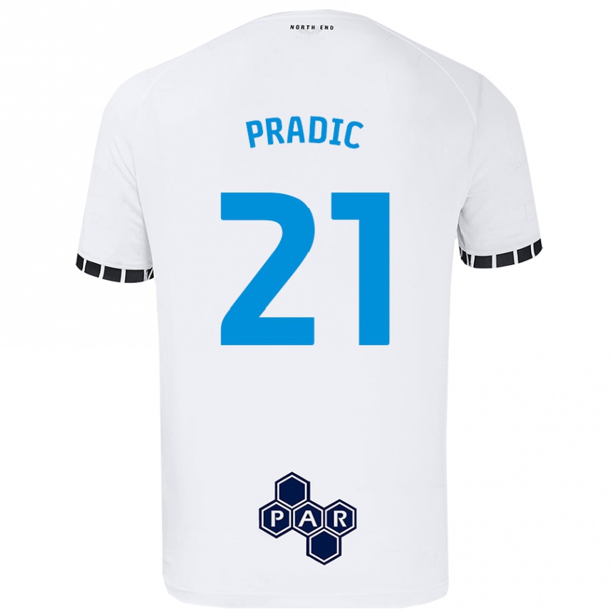 גברים כדורגל James Pradic #21 לָבָן ג'רזי ביתית 2024/25