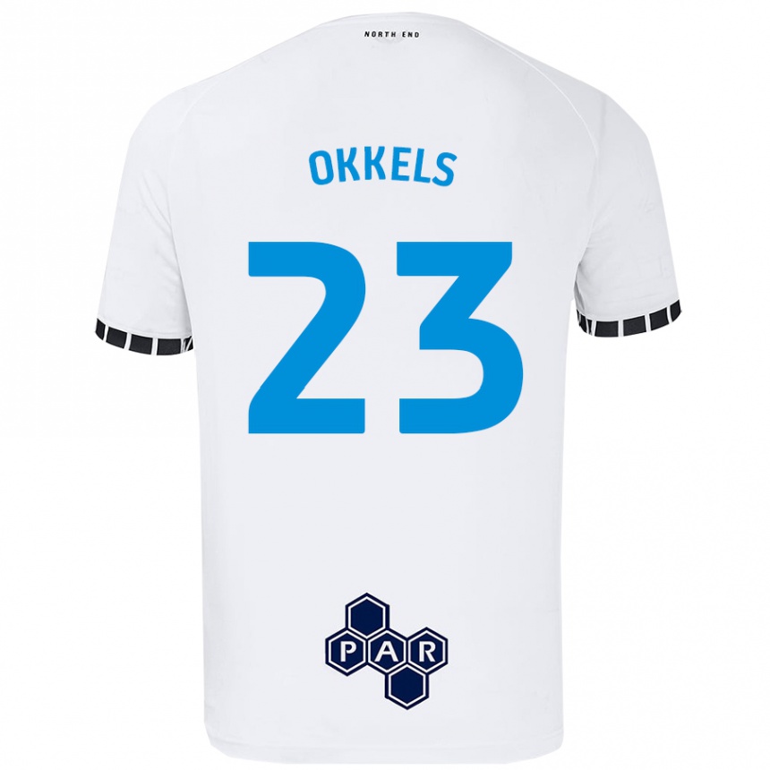 גברים כדורגל Jeppe Okkels #23 לָבָן ג'רזי ביתית 2024/25
