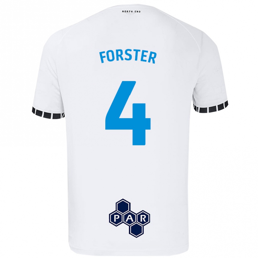 גברים כדורגל Hannah Forster #4 לָבָן ג'רזי ביתית 2024/25