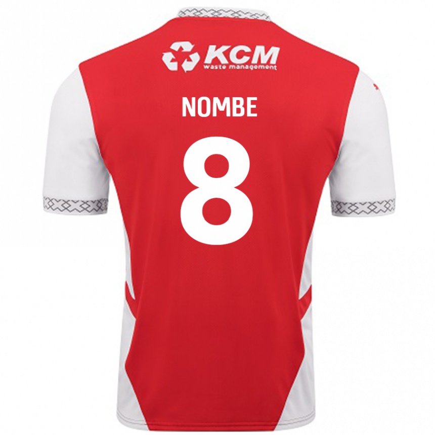 גברים כדורגל Sam Nombe #8 אדום לבן ג'רזי ביתית 2024/25