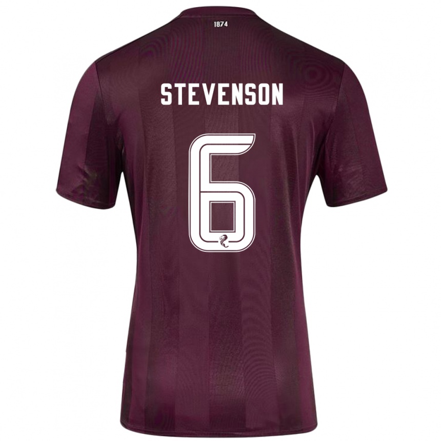 גברים כדורגל Gus Stevenson #6 בורדו ג'רזי ביתית 2024/25