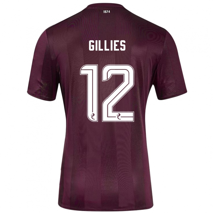 גברים כדורגל Matthew Gillies #12 בורדו ג'רזי ביתית 2024/25
