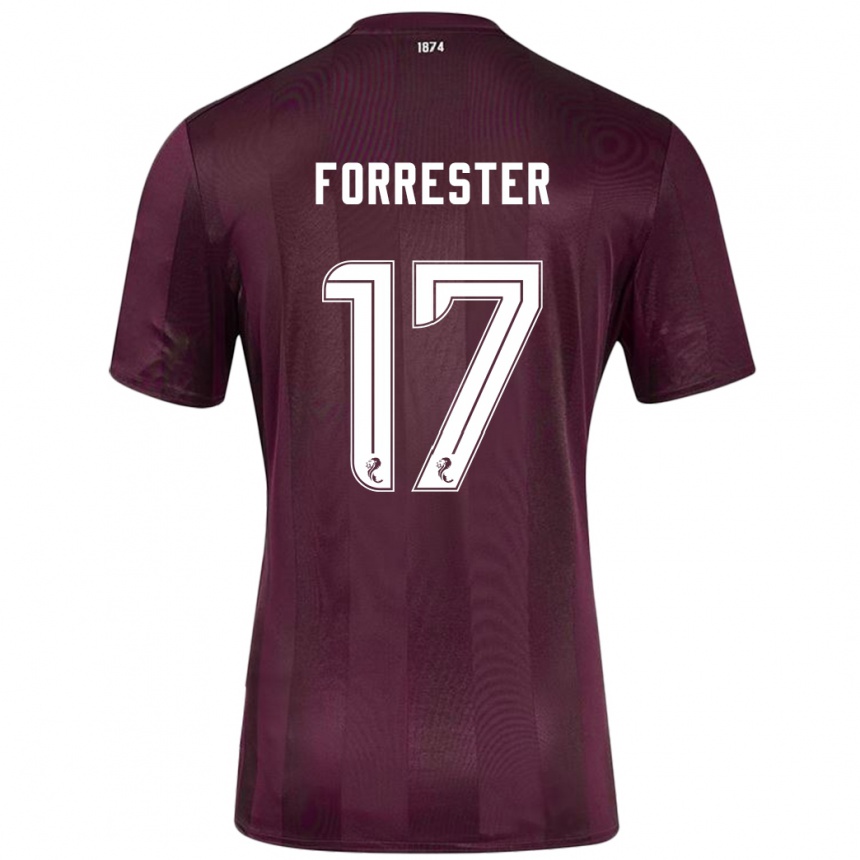 גברים כדורגל Adam Forrester #17 בורדו ג'רזי ביתית 2024/25