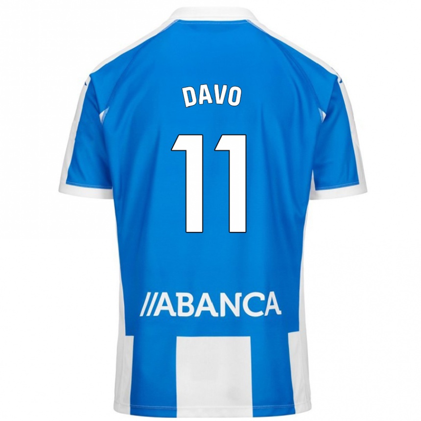 גברים כדורגל Davo #11 כחול לבן ג'רזי ביתית 2024/25