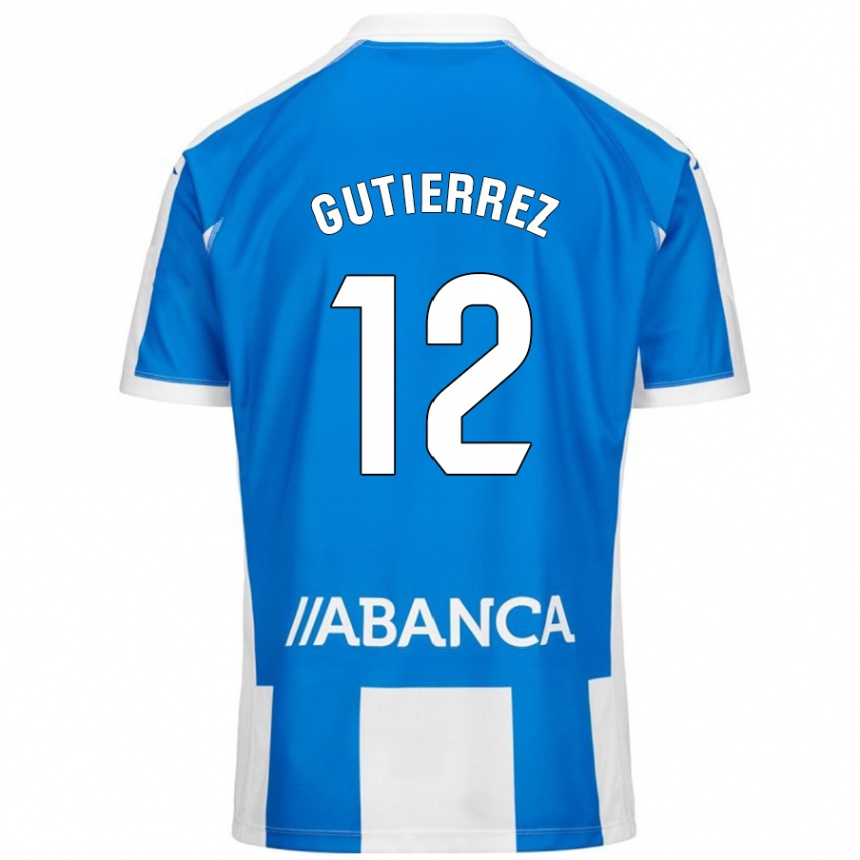 גברים כדורגל Laura Gutiérrez #12 כחול לבן ג'רזי ביתית 2024/25
