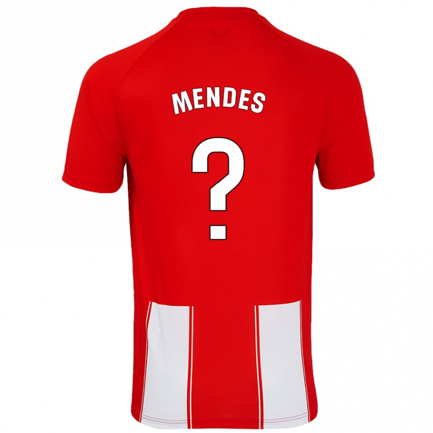 גברים כדורגל Houboulang Mendes #0 אדום לבן ג'רזי ביתית 2024/25