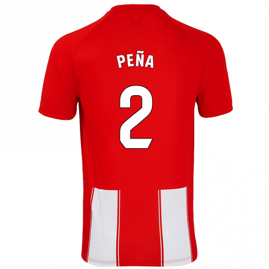 גברים כדורגל Miguel Peña #2 אדום לבן ג'רזי ביתית 2024/25
