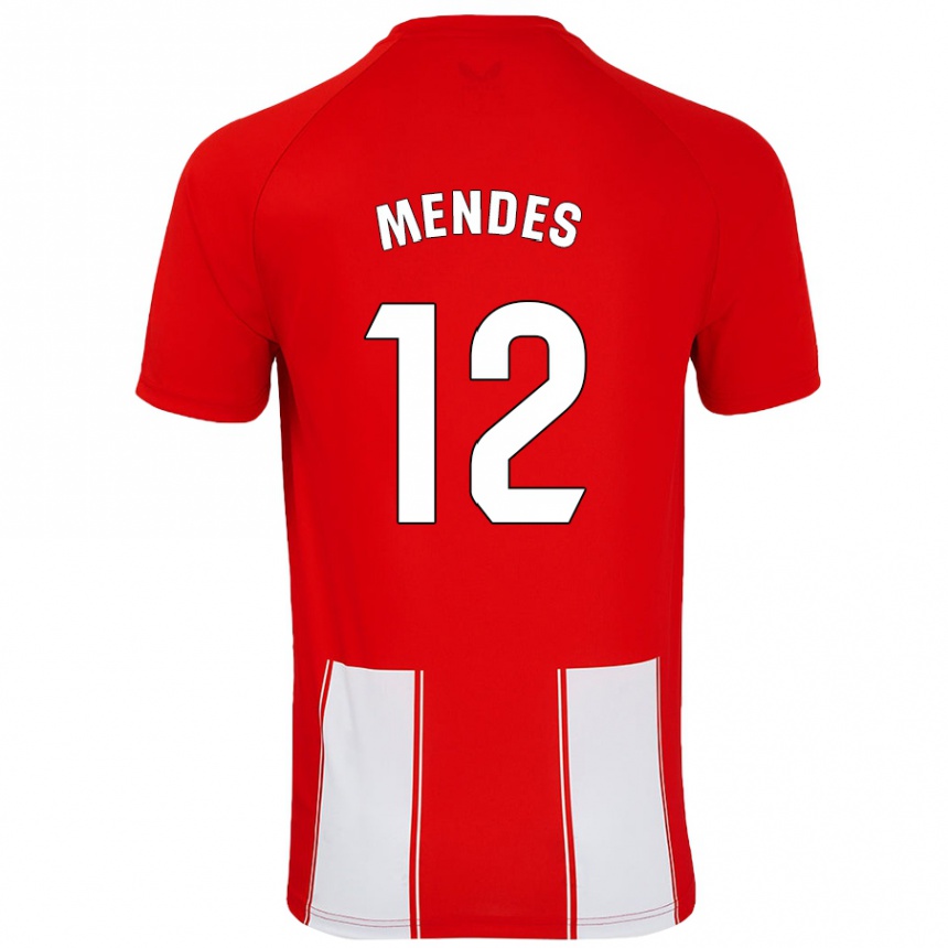 גברים כדורגל Alex Mendes #12 אדום לבן ג'רזי ביתית 2024/25