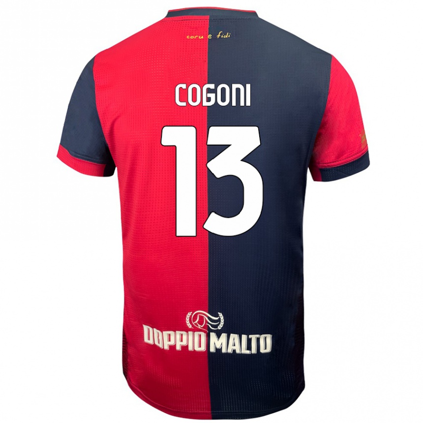 גברים כדורגל Andrea Cogoni #13 אדום כחול כהה יותר ג'רזי ביתית 2024/25