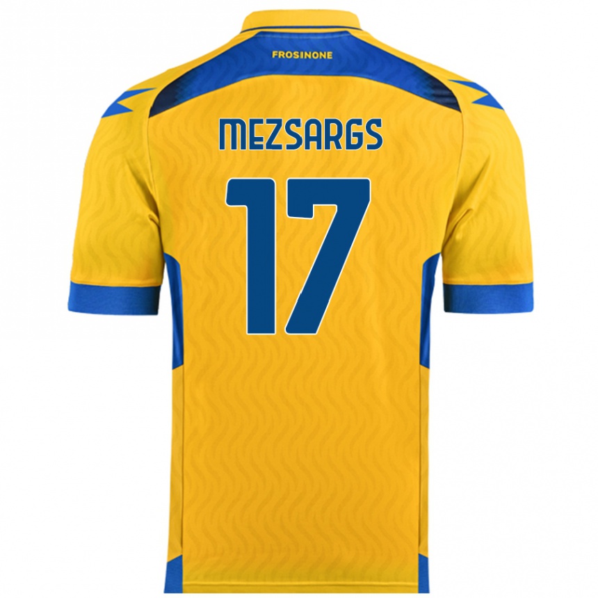 גברים כדורגל Kristians Mezsargs #17 צָהוֹב ג'רזי ביתית 2024/25