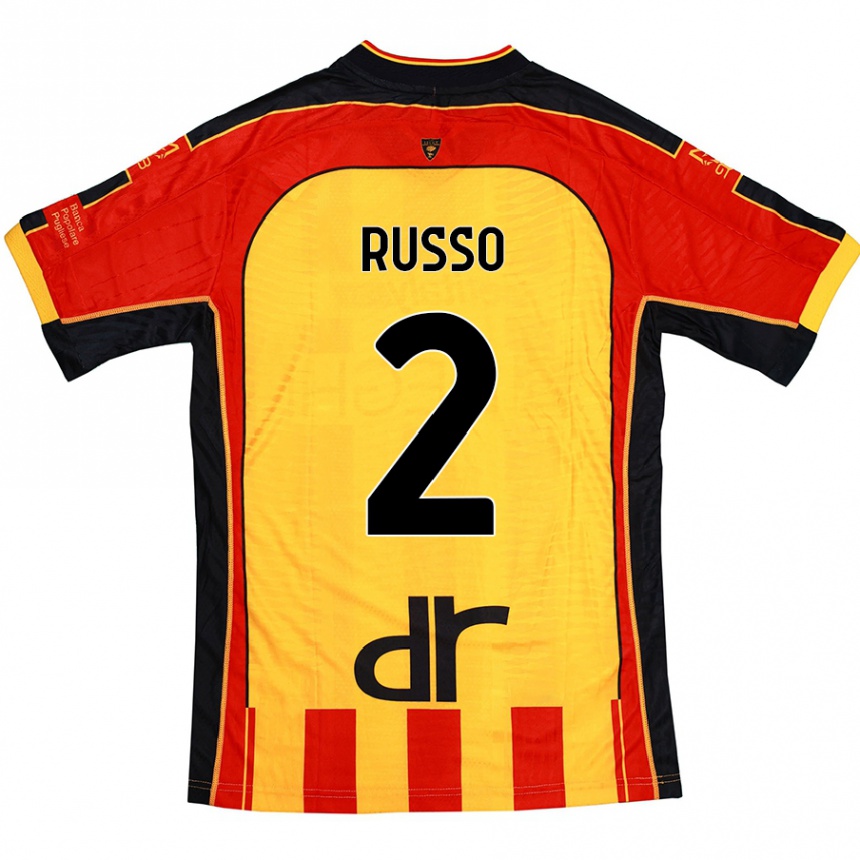 גברים כדורגל Luca Russo #2 צהוב אדום ג'רזי ביתית 2024/25