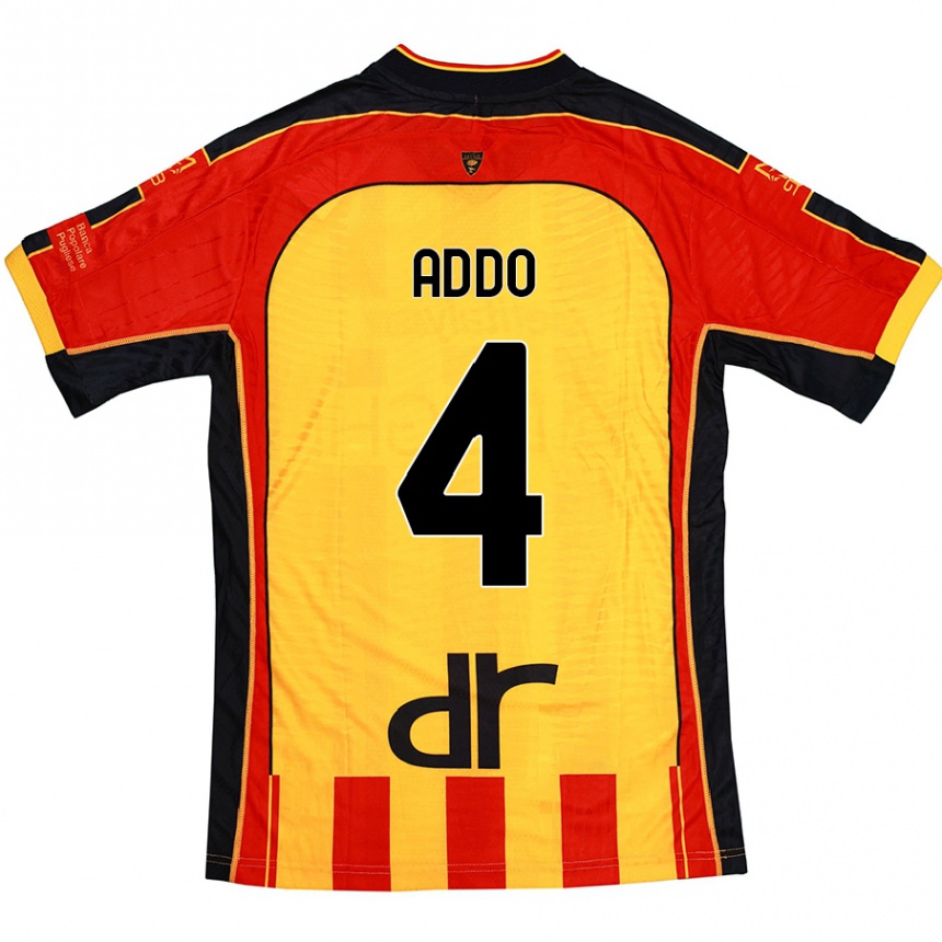 גברים כדורגל Vernon Addo #4 צהוב אדום ג'רזי ביתית 2024/25