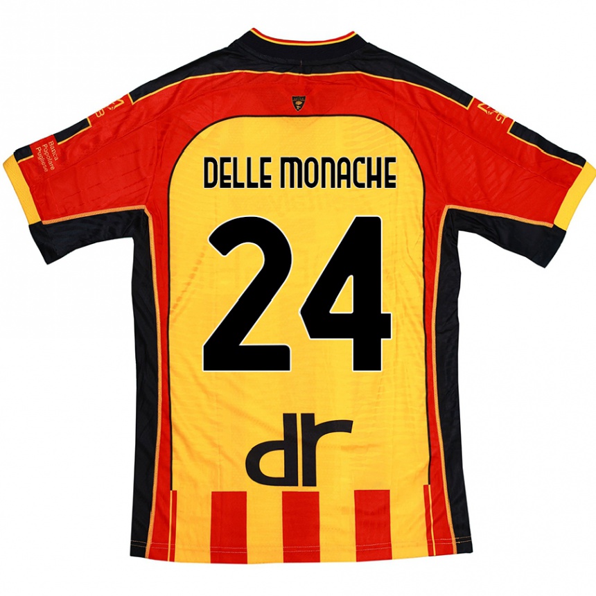 גברים כדורגל Marco Delle Monache #24 צהוב אדום ג'רזי ביתית 2024/25