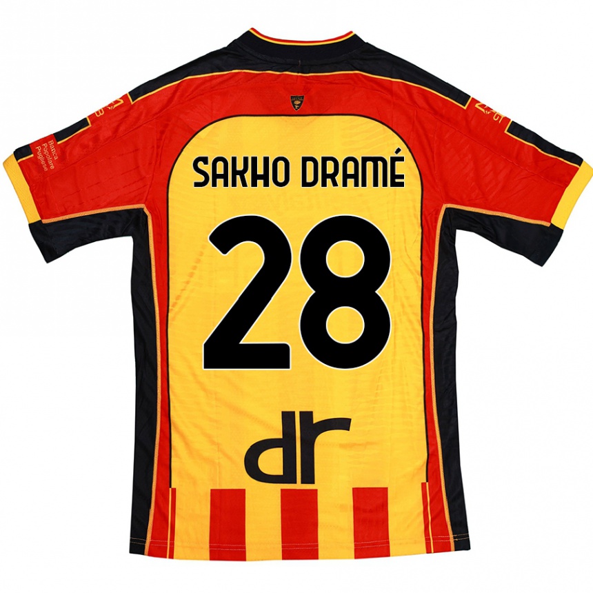 גברים כדורגל Samba Sakho Dramé #28 צהוב אדום ג'רזי ביתית 2024/25